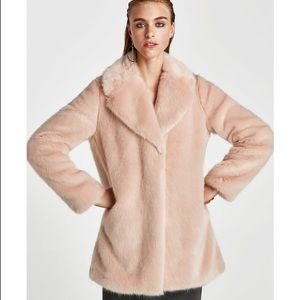 zara pink faux fur jacket